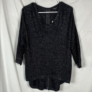 NWT Express Black Metallic Zipper Back Blouse